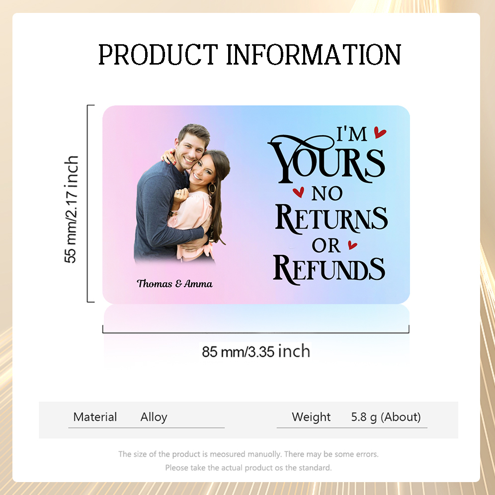 Personalised Gift Set for Him Custom Wallet Gradient I am Yours Wallet Card