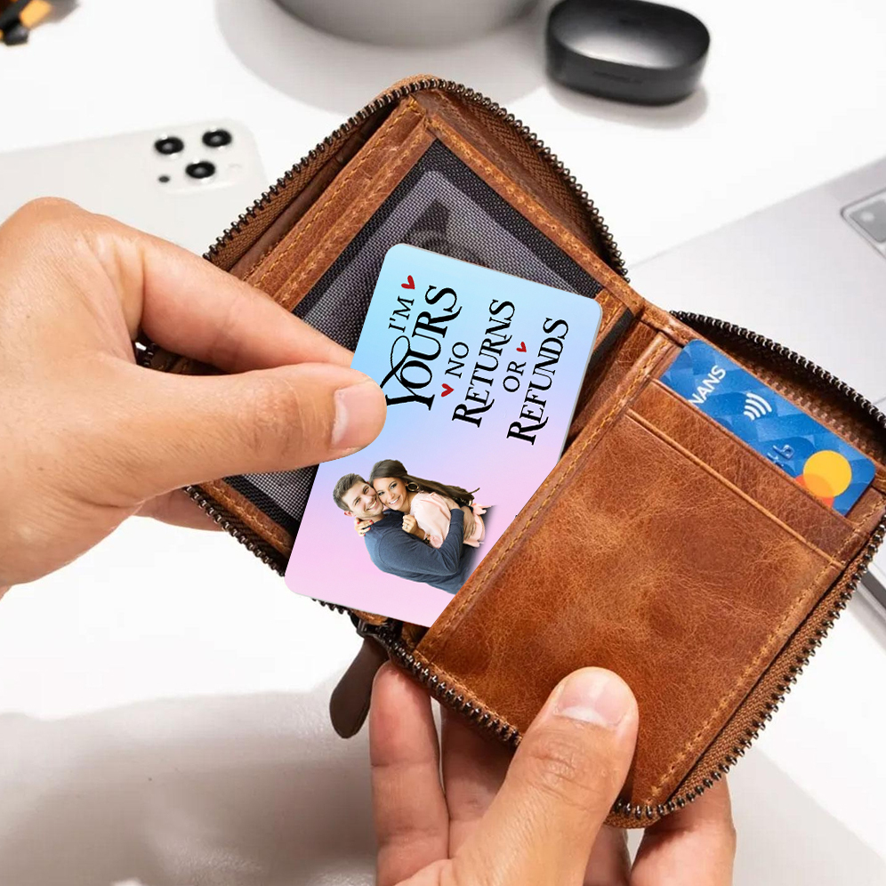 Personalised Gift Set for Him Custom Wallet Gradient I am Yours Wallet Card