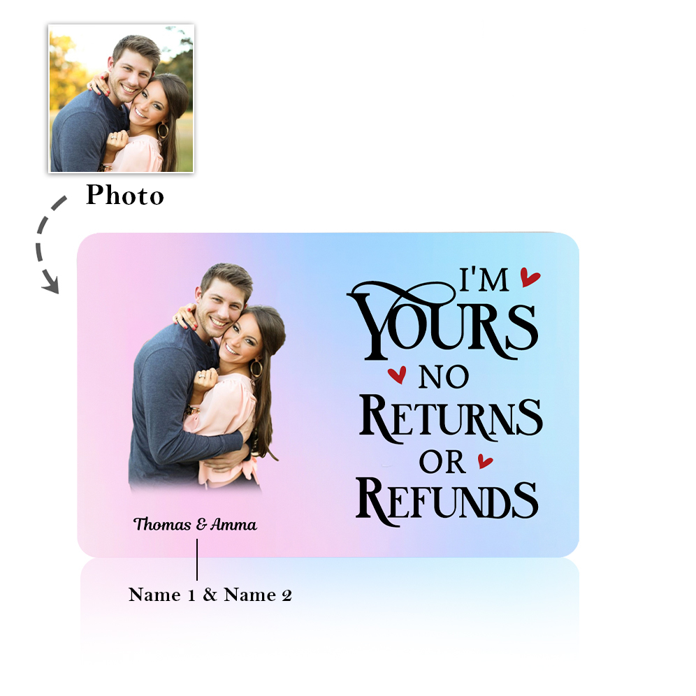 Personalised Gift Set for Him Custom Wallet Gradient I am Yours Wallet Card