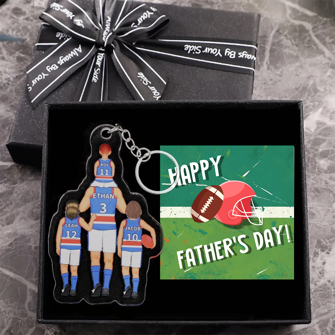 Personalised 2–9 Names Australian Rules Football Family Keyring Custom Acrylic Keychain Gift for Dad