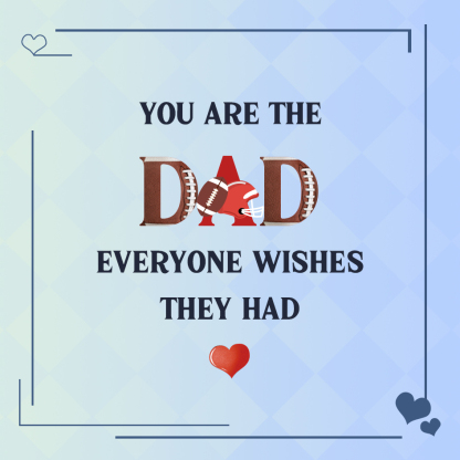 You Are the Dad Everyone Wishes They Had Gift Card, Sporty Father’s Day Card 80x80mm | Jessemade