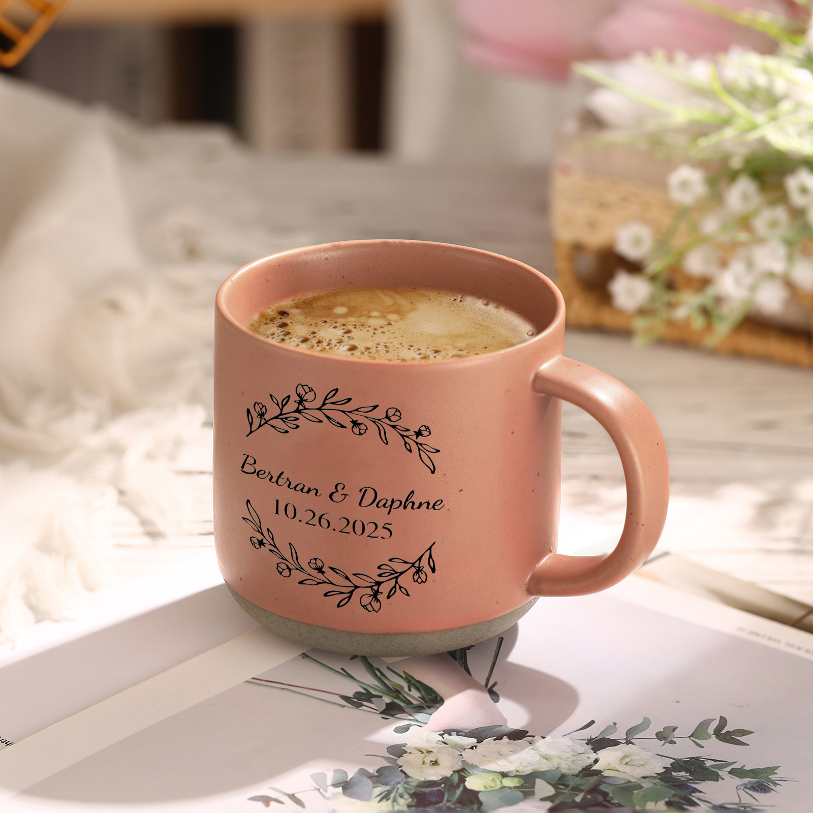 Personalised Ceramic Mug Customisable Wedding Cup for Couples Anniversary