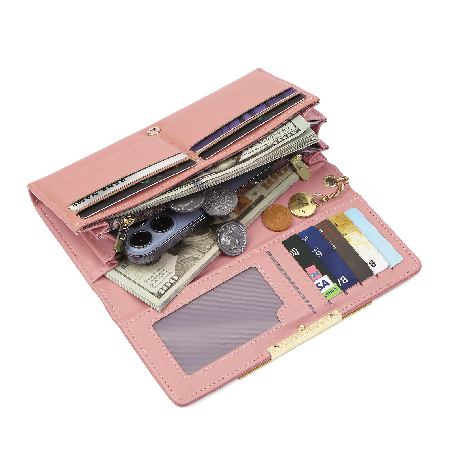 Personalised 2-6 Names Pink Family Tree PU Leather Wallet For Mum