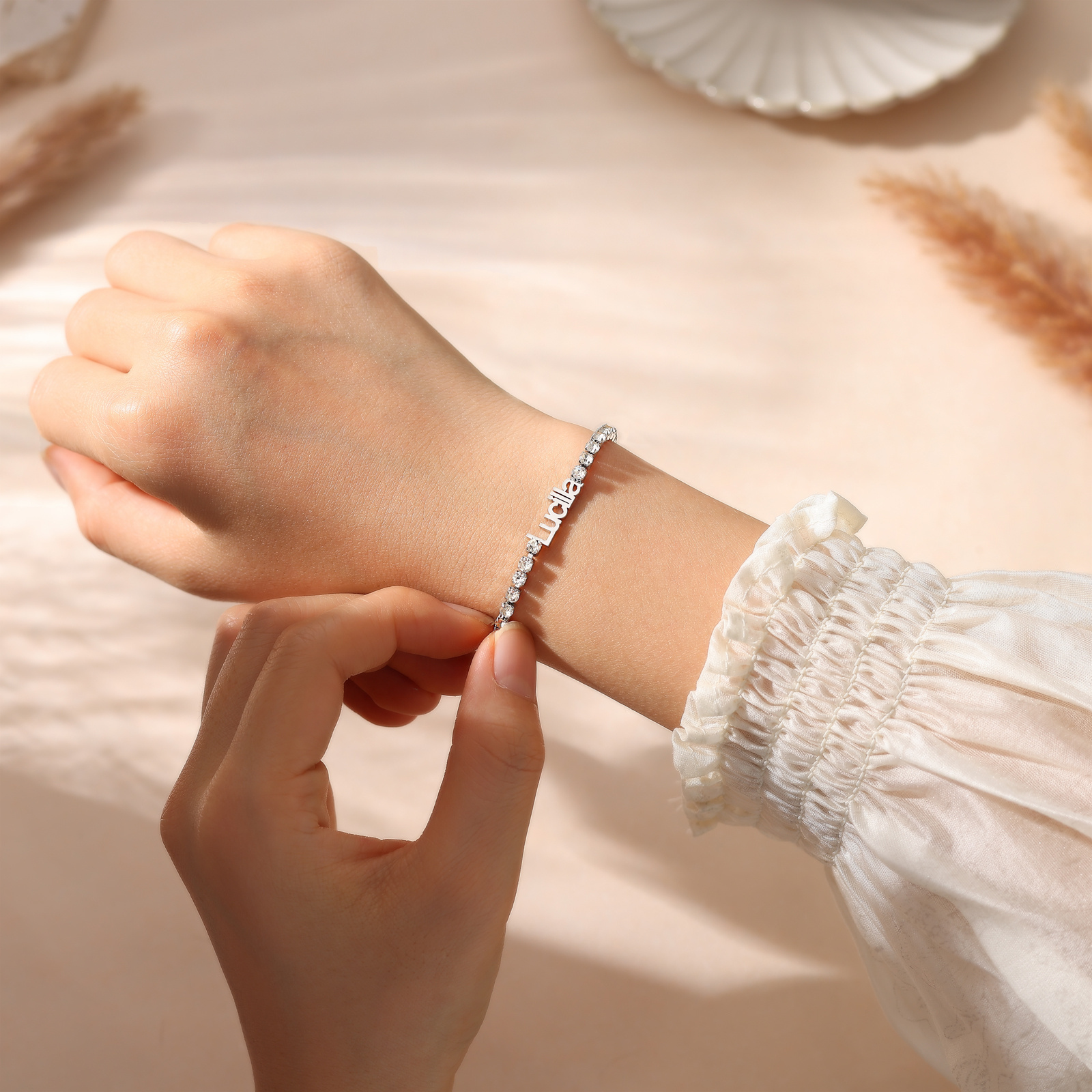 Personalised 1-4 Names Tennis Bracelet for Women