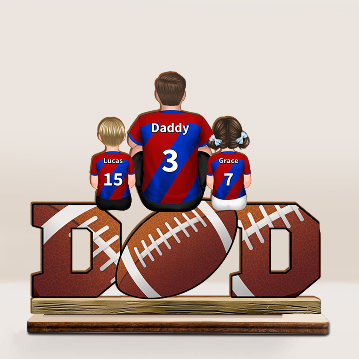 Personalised DAD Footy Wooden Plaque, Family Jerseys
