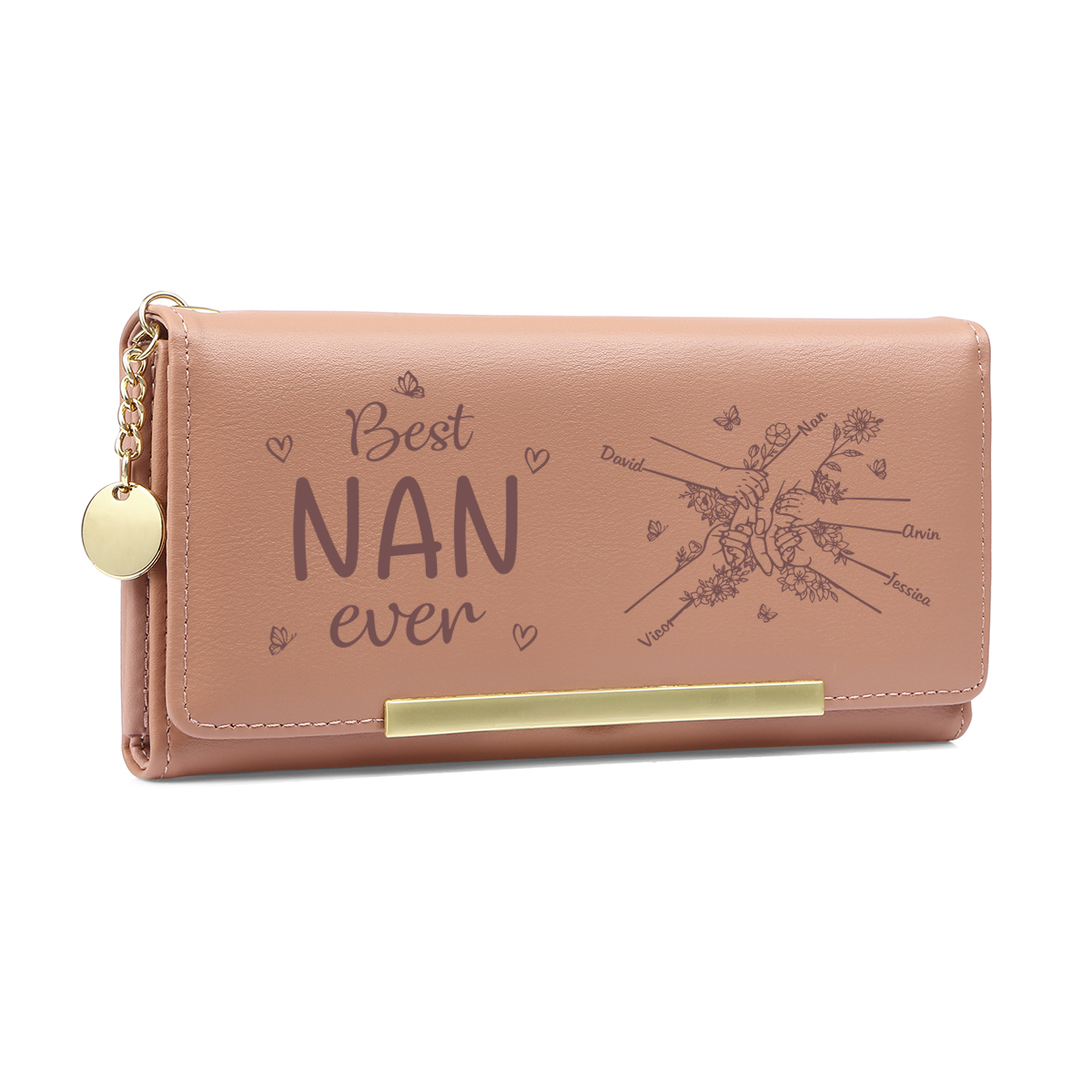 Personalised Wallet Custom 1-6 Kid's Names Custom Gift for Mum Nan Grandma | Jessemade