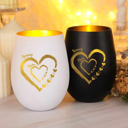 Personalised Glass Candle Holder with 2–18 Names for Nan or Mum (candle not included)