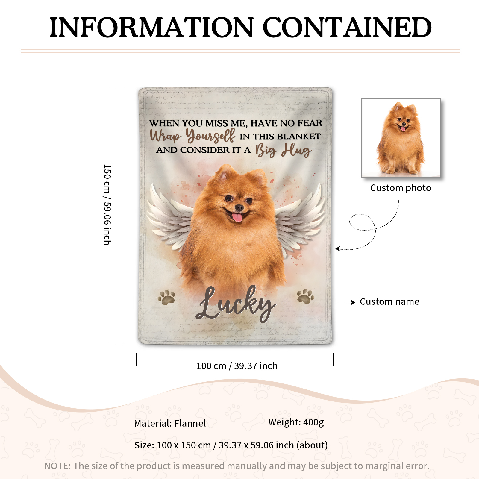 Personalised Memorial Pet Blanket Custom Name & Photo Flannel Gifts for Pet Lover-Jessemade AU