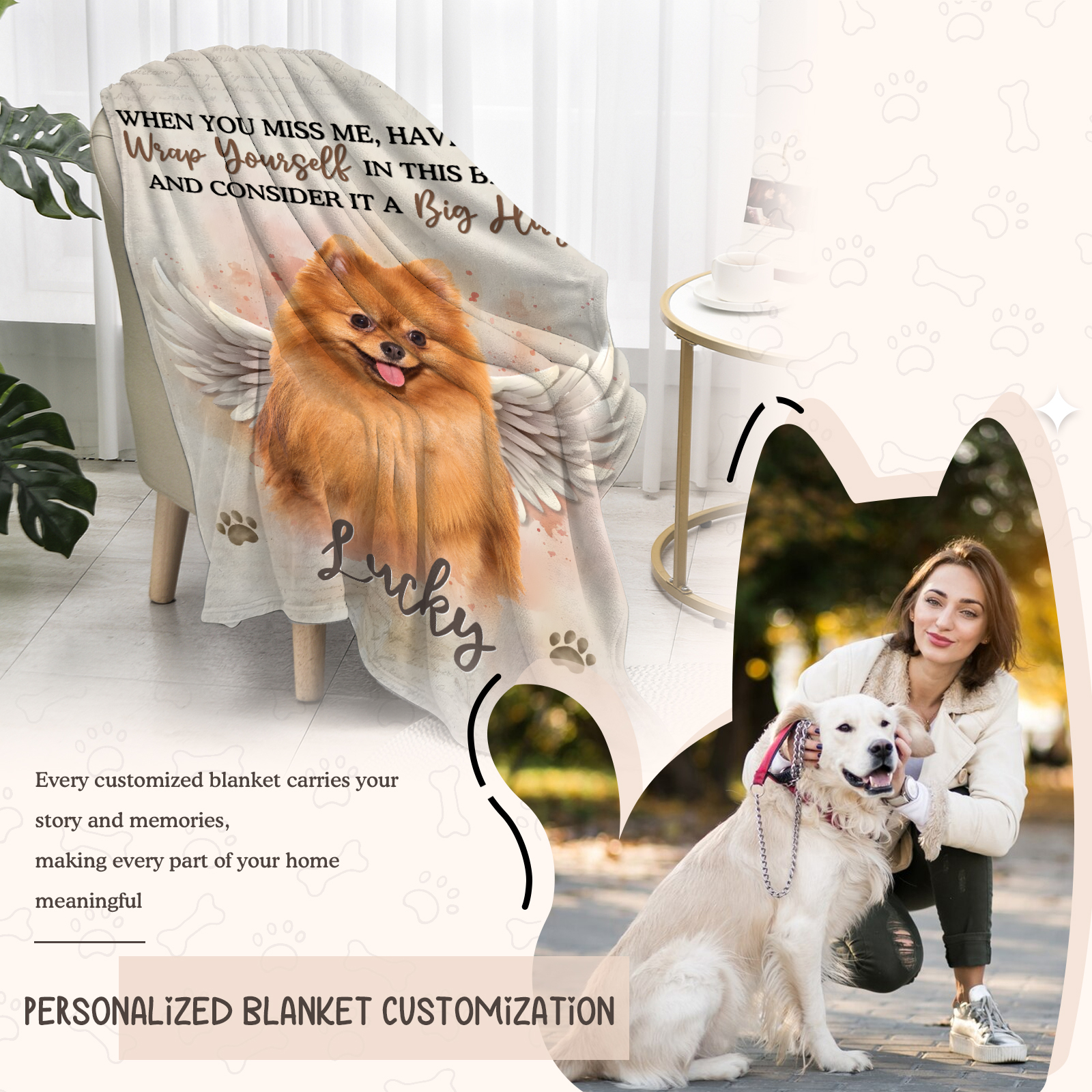 Personalised Memorial Pet Blanket Custom Name & Photo Flannel Gifts for Pet Lover-Jessemade AU