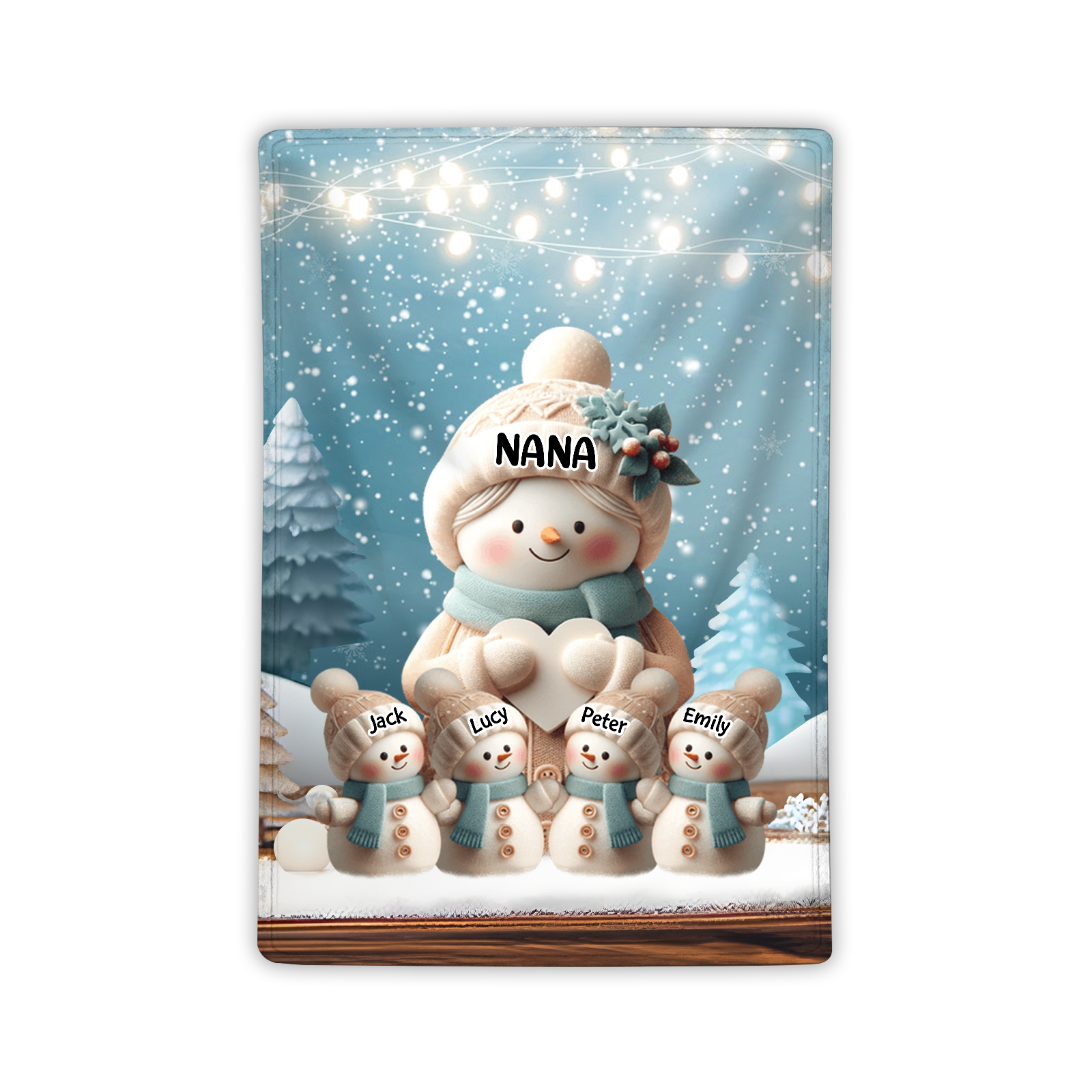 Personalised Snowman Family Blanket with Custom 5 Names Cozy Gift for Family-Jessemade AU