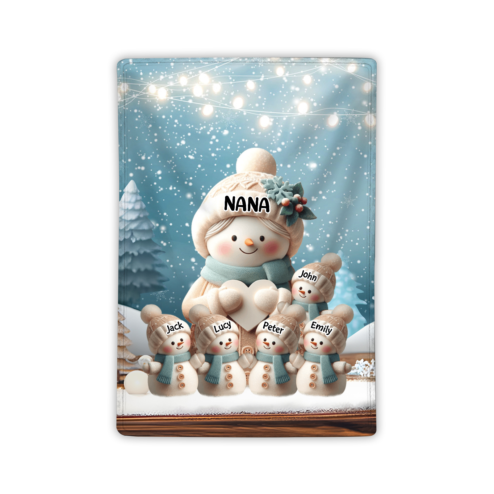 Personalised Snowman Family Blanket with Custom 6 Names Cozy Gift for Family-Jessemade AU