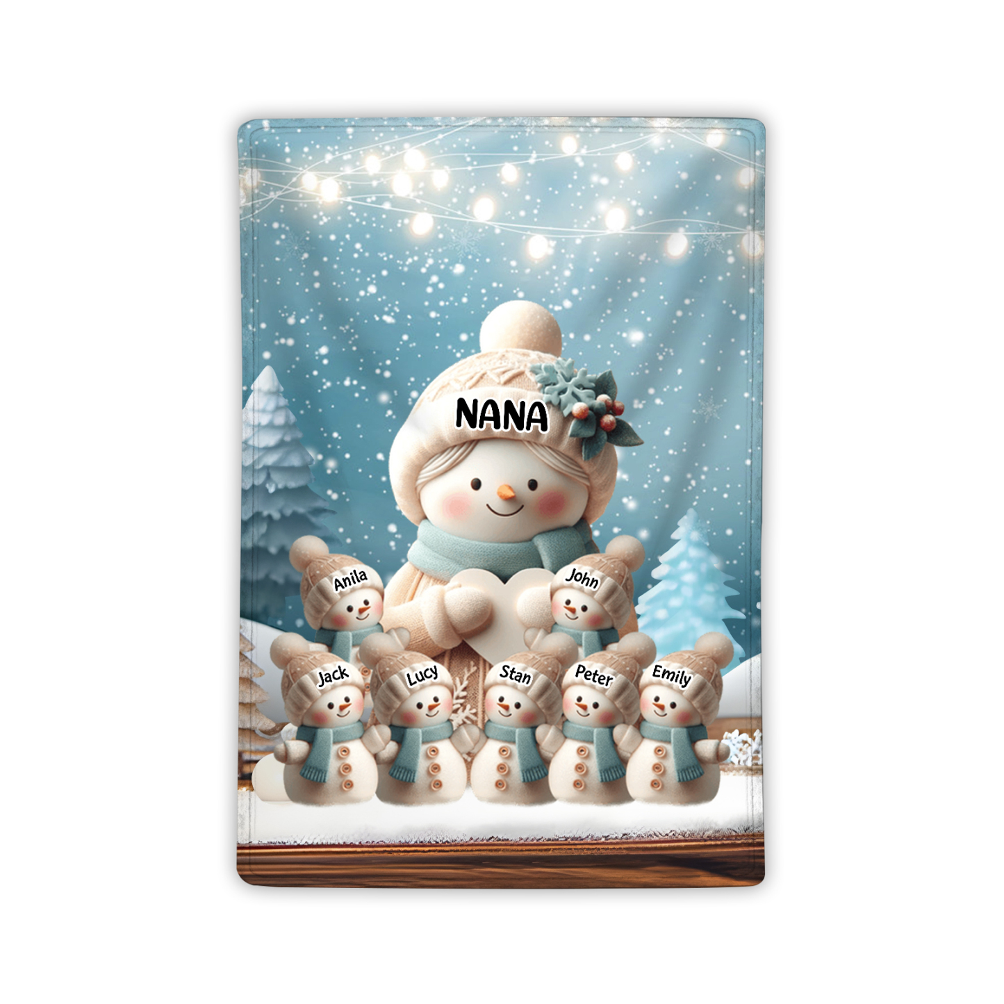 Personalised Snowman Family Blanket with Custom 8 Names Cozy Gift for Family-Jessemade AU
