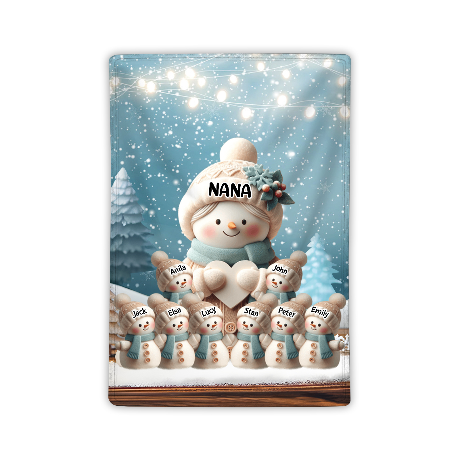 Personalised Snowman Family Blanket with Custom 9 Names Cozy Gift for Family-Jessemade AU