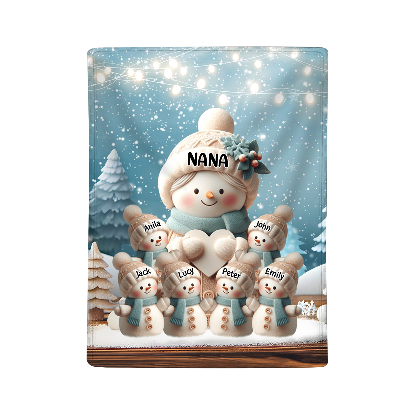 Personalised Snowman Family Blanket with Custom 7 Names Cozy Gift for Family-Jessemade AU