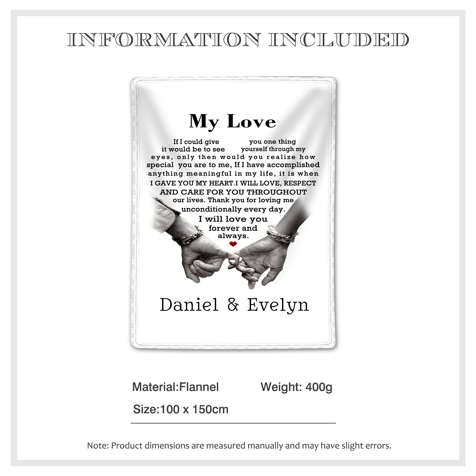 Personalised Couple Blanket with Pinky Promise A Heartfelt Keepsake with 2 Names-Jessemade AU