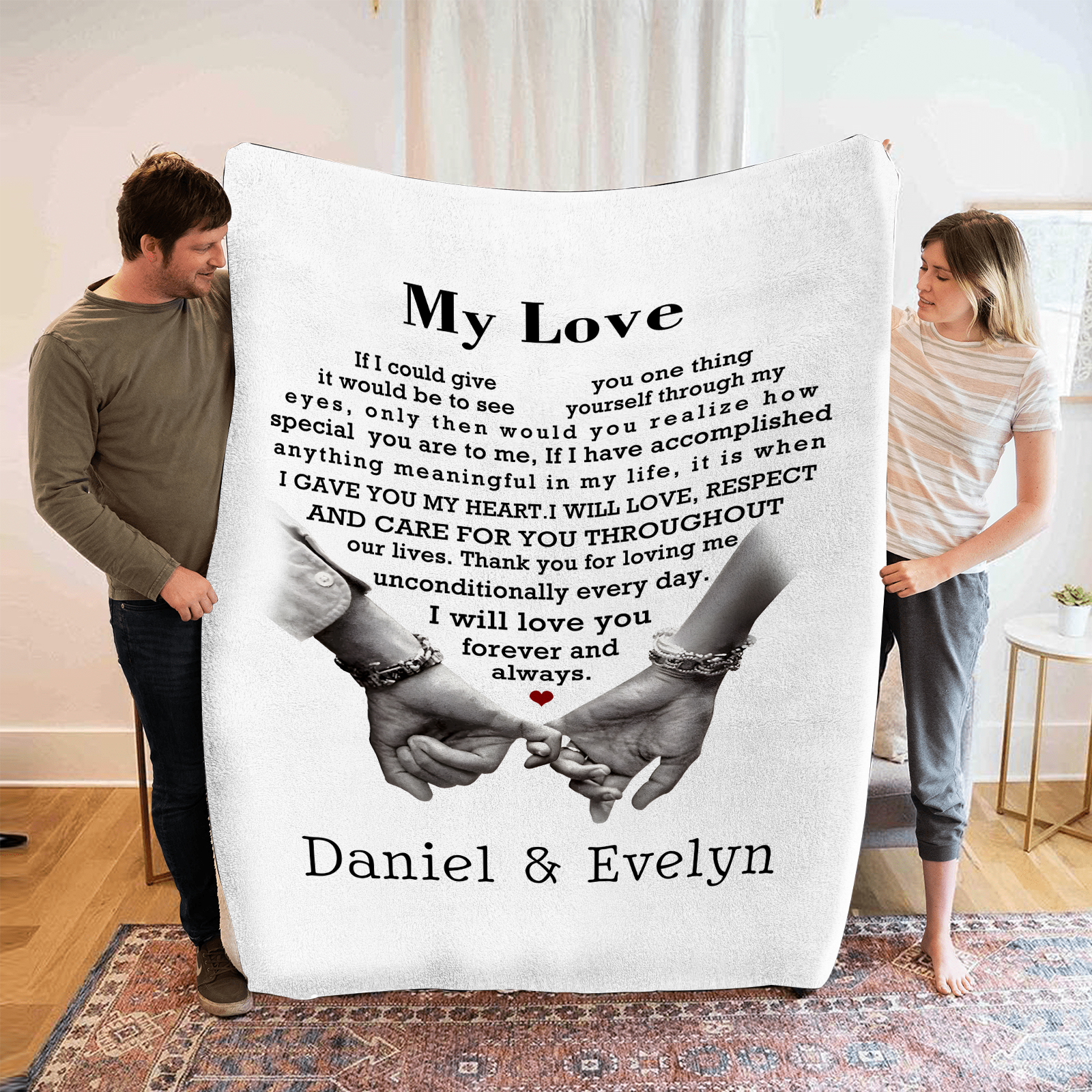 Personalised Couple Blanket with Pinky Promise A Heartfelt Keepsake with Your Names