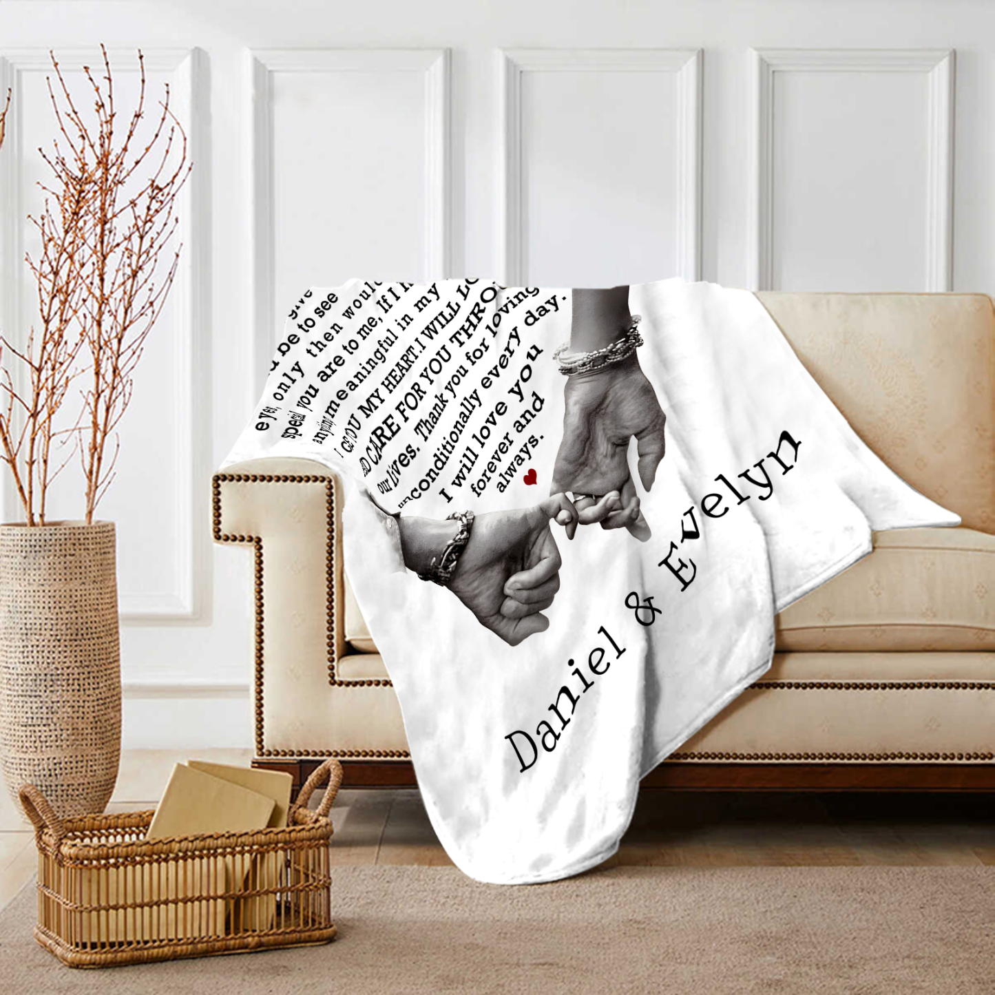 Personalised Couple Blanket with Pinky Promise A Heartfelt Keepsake with 2 Names-Jessemade AU