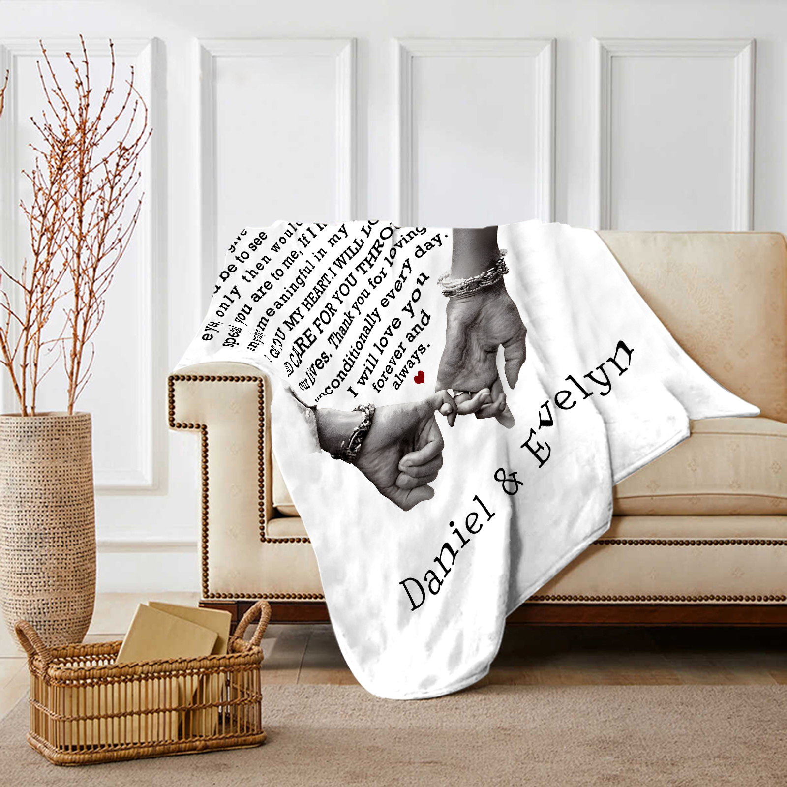 Personalised Couple Blanket with Pinky Promise A Heartfelt Keepsake with 2 Names-Jessemade AU