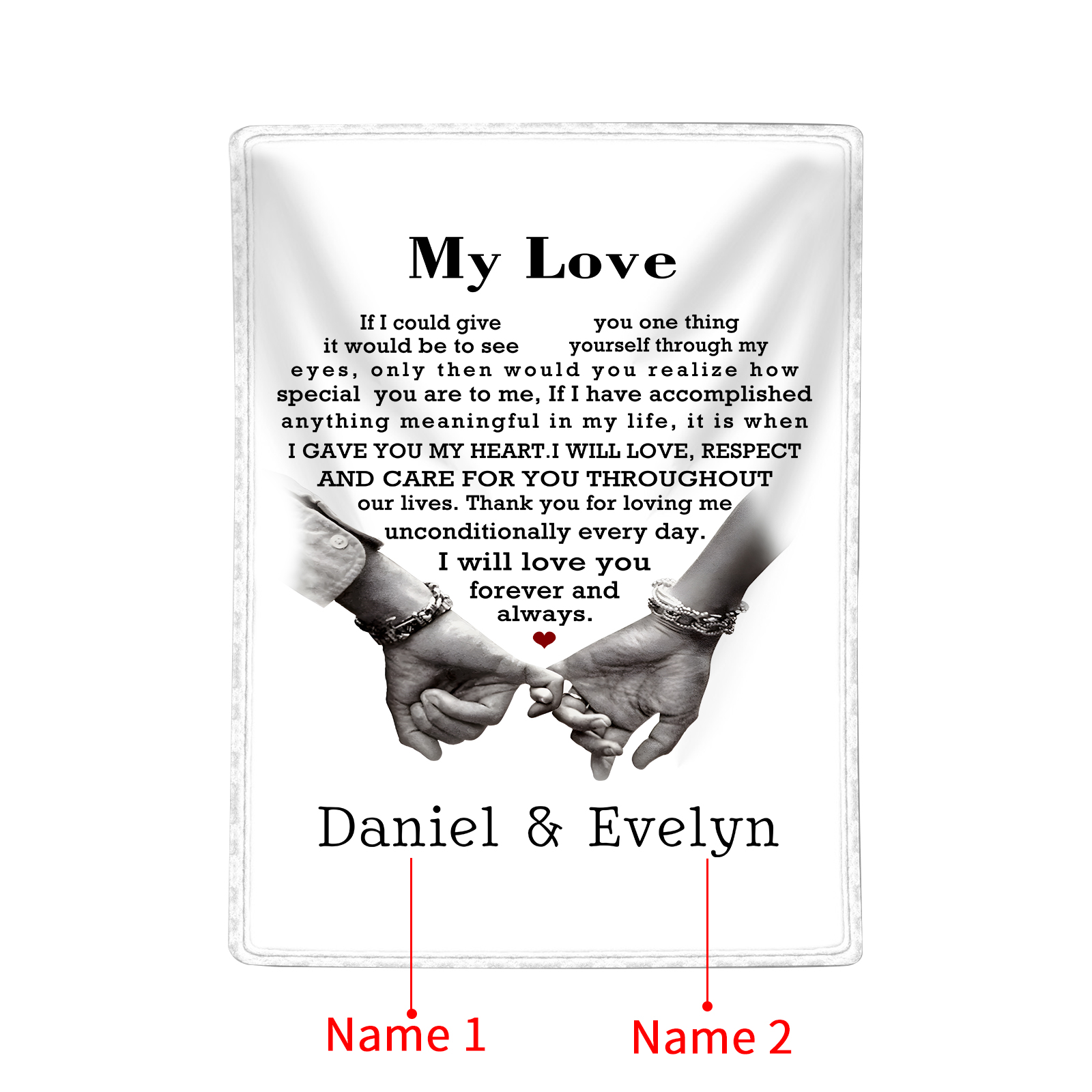 Personalised Couple Blanket with Pinky Promise A Heartfelt Keepsake with Your Names