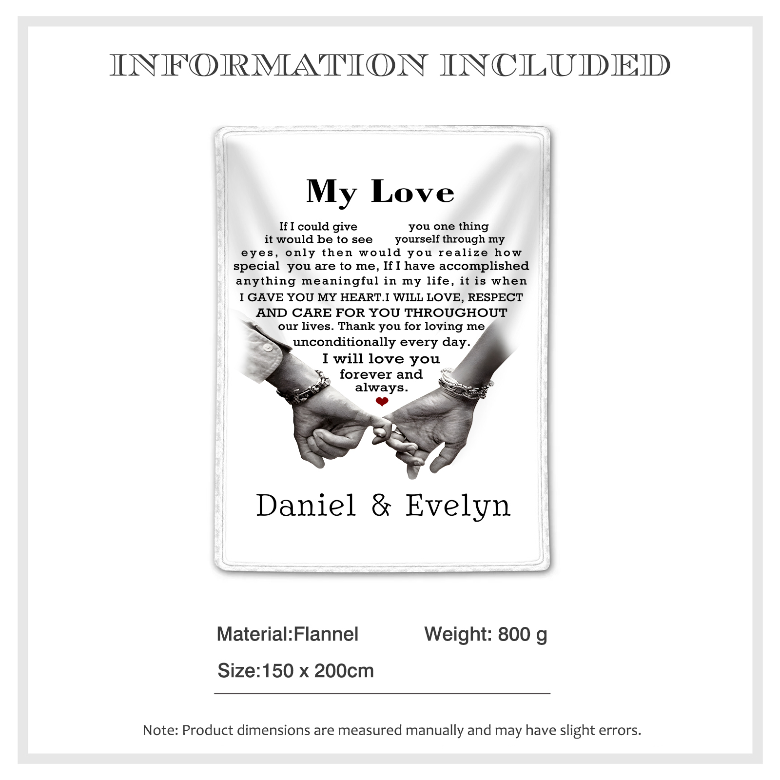 Personalised Couple Blanket with Pinky Promise A Heartfelt Keepsake with 2 Names-Jessemade AU