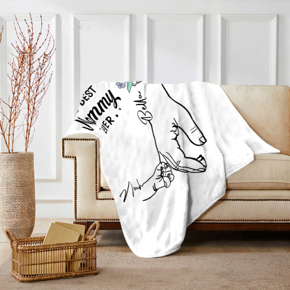 Personalised Hand and Flower Blanket with Custom 2 Names Family Gift-Jessemade AU