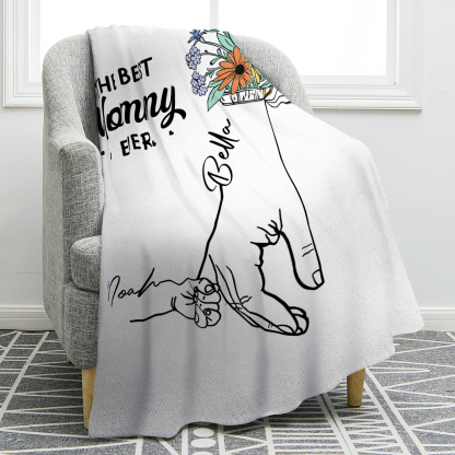 Personalised Hand and Flower Blanket with Custom 2 Names Family Gift-Jessemade AU