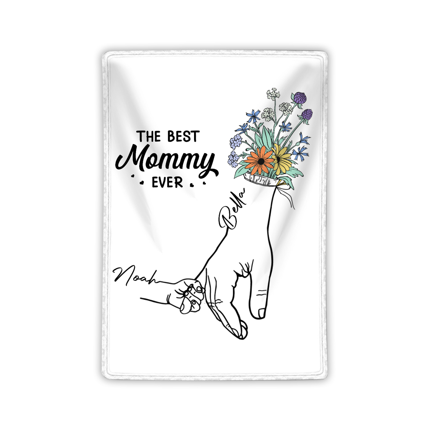 Personalised Hand and Flower Blanket with Custom 2 Names Family Gift-Jessemade AU
