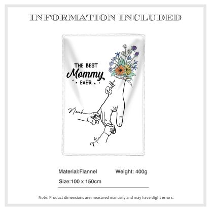Personalised Hand and Flower Blanket with Custom 3 Names Family Gift-Jessemade AU
