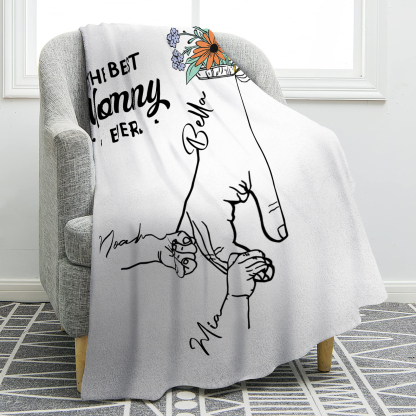 Personalised Hand and Flower Blanket with Custom 3 Names Family Gift-Jessemade AU