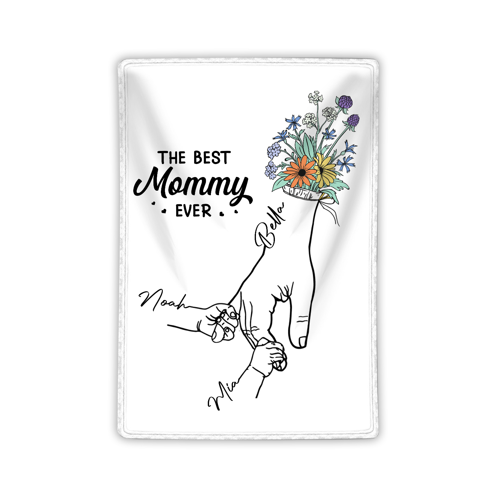 Personalised Hand and Flower Blanket with Custom 3 Names Family Gift-Jessemade AU