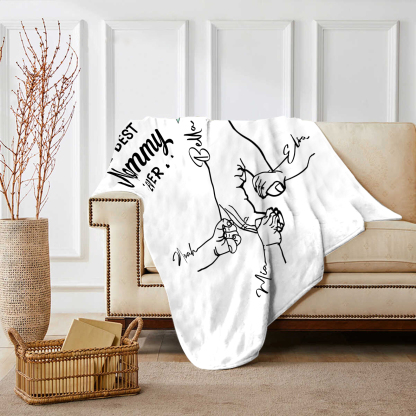 Personalised Hand and Flower Blanket with Custom 4 Names Family Gift-Jessemade AU