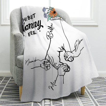 Personalised Hand and Flower Blanket with Custom 4 Names Family Gift-Jessemade AU