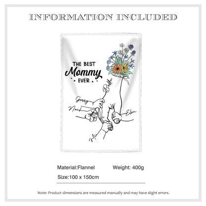 Personalised Hand and Flower Blanket with Custom 5 Names Family Gift-Jessemade AU