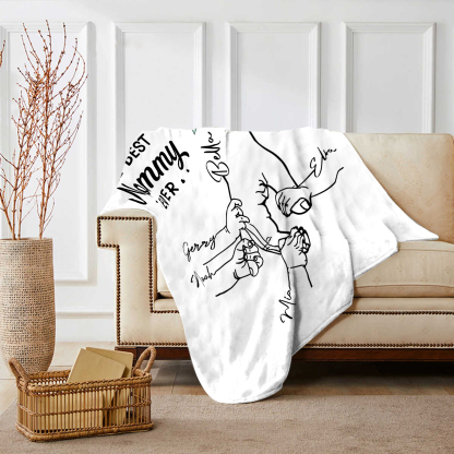 Personalised Hand and Flower Blanket with Custom 5 Names Family Gift-Jessemade AU