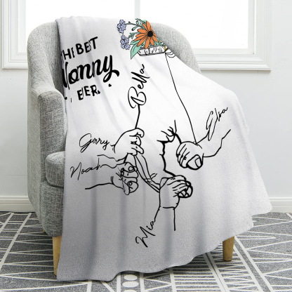 Personalised Hand and Flower Blanket with Custom 5 Names Family Gift-Jessemade AU