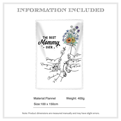 Personalised Hand and Flower Blanket with Custom 8 Names Family Gift-Jessemade AU