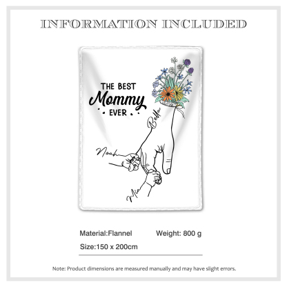 Personalised Hand and Flower Blanket with Custom 3 Names Family Gift-Jessemade AU