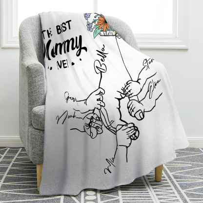 Personalised Hand and Flower Blanket with Custom 6 Names Family Gift-Jessemade AU