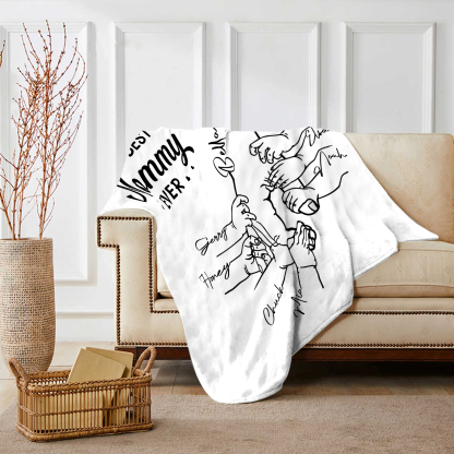 Personalised Hand and Flower Blanket with Custom 8 Names Family Gift-Jessemade AU