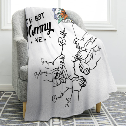 Personalised Hand and Flower Blanket with Custom 8 Names Family Gift-Jessemade AU