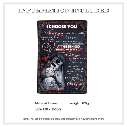 Personalised Couple Blanket with 2 Names "I Choose You" Valentine's Gift-Jessemade AU