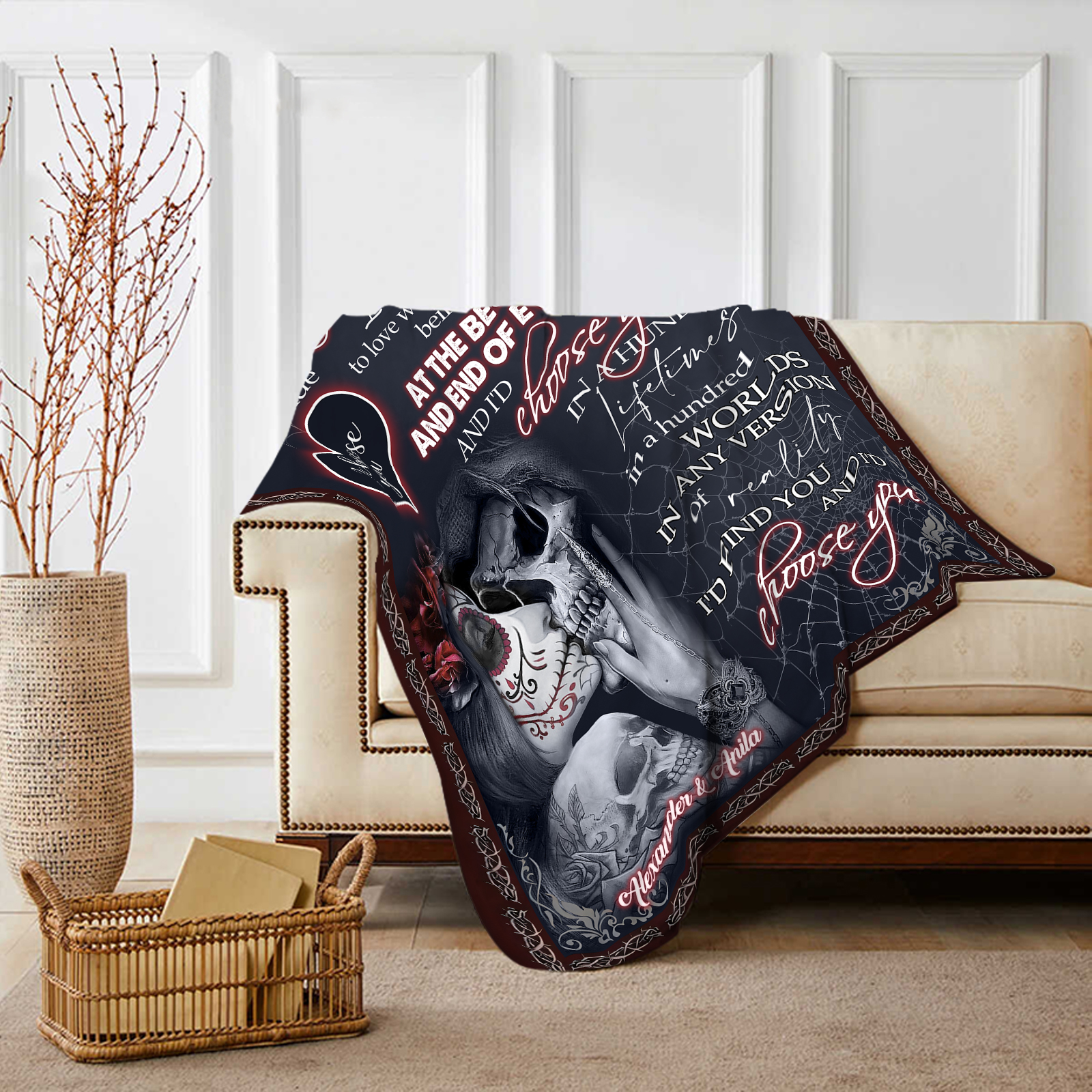 Personalised Couple Blanket with 2 Names "I Choose You" Valentine's Gift-Jessemade AU