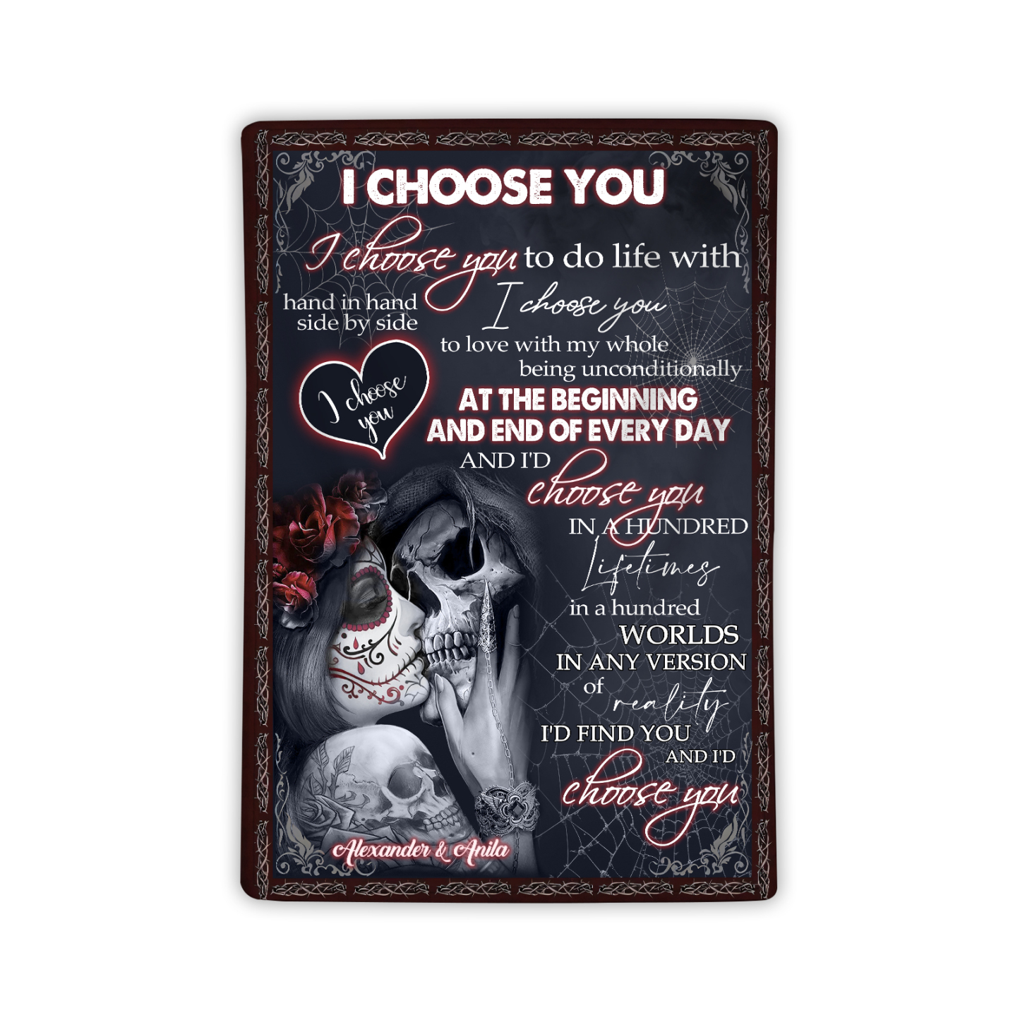Personalised Couple Blanket with 2 Names "I Choose You" Valentine's Gift-Jessemade AU