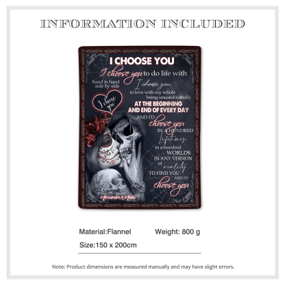 Personalised Couple Blanket with 2 Names "I Choose You" Valentine's Gift-Jessemade AU