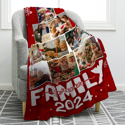 Personalised Christmas Tree Photo Blanket Custom Family Photo Blanket 2024 Holiday Gift-Jessemade AU