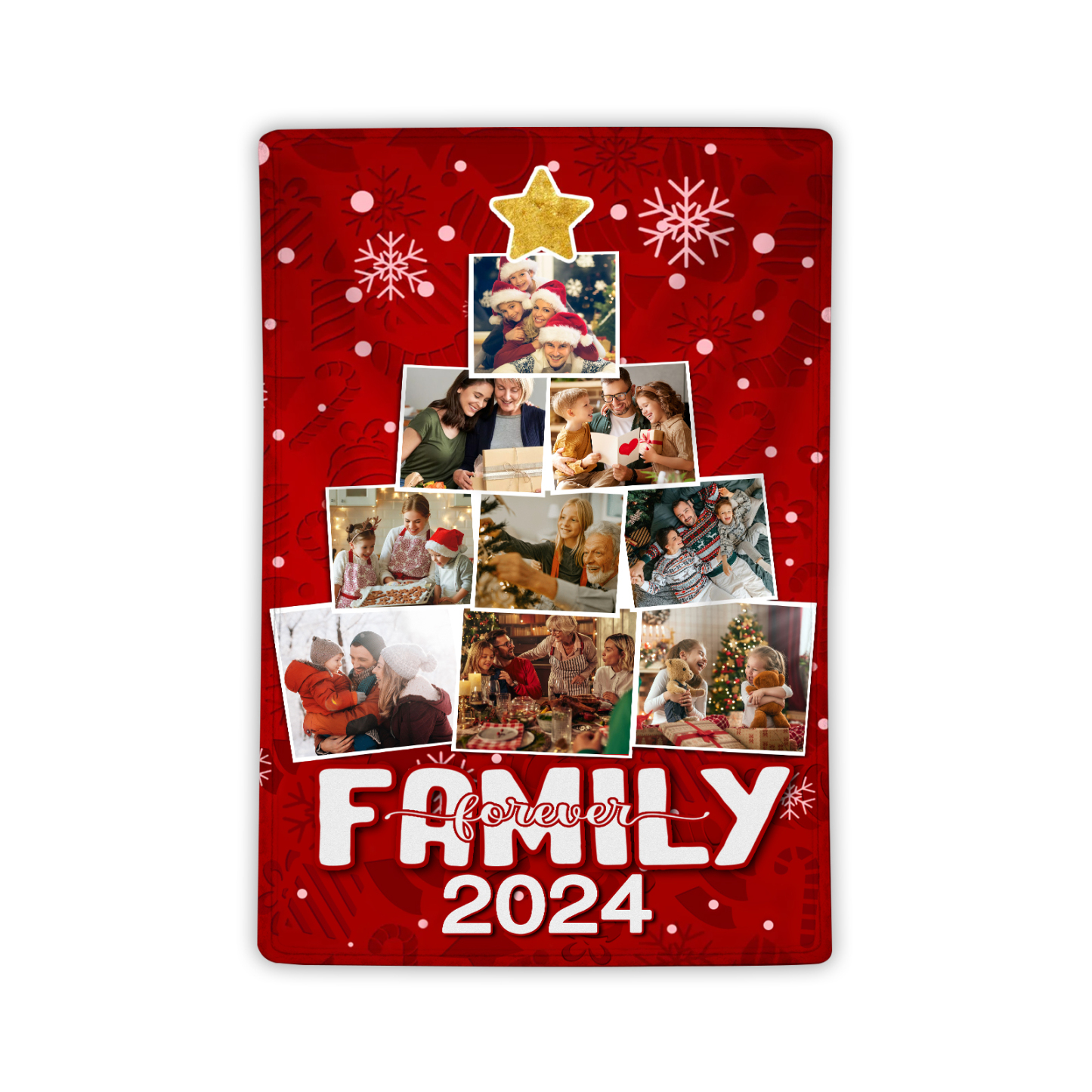 Personalised Christmas Tree Photo Blanket Custom Family Photo Blanket 2024 Holiday Gift-Jessemade AU