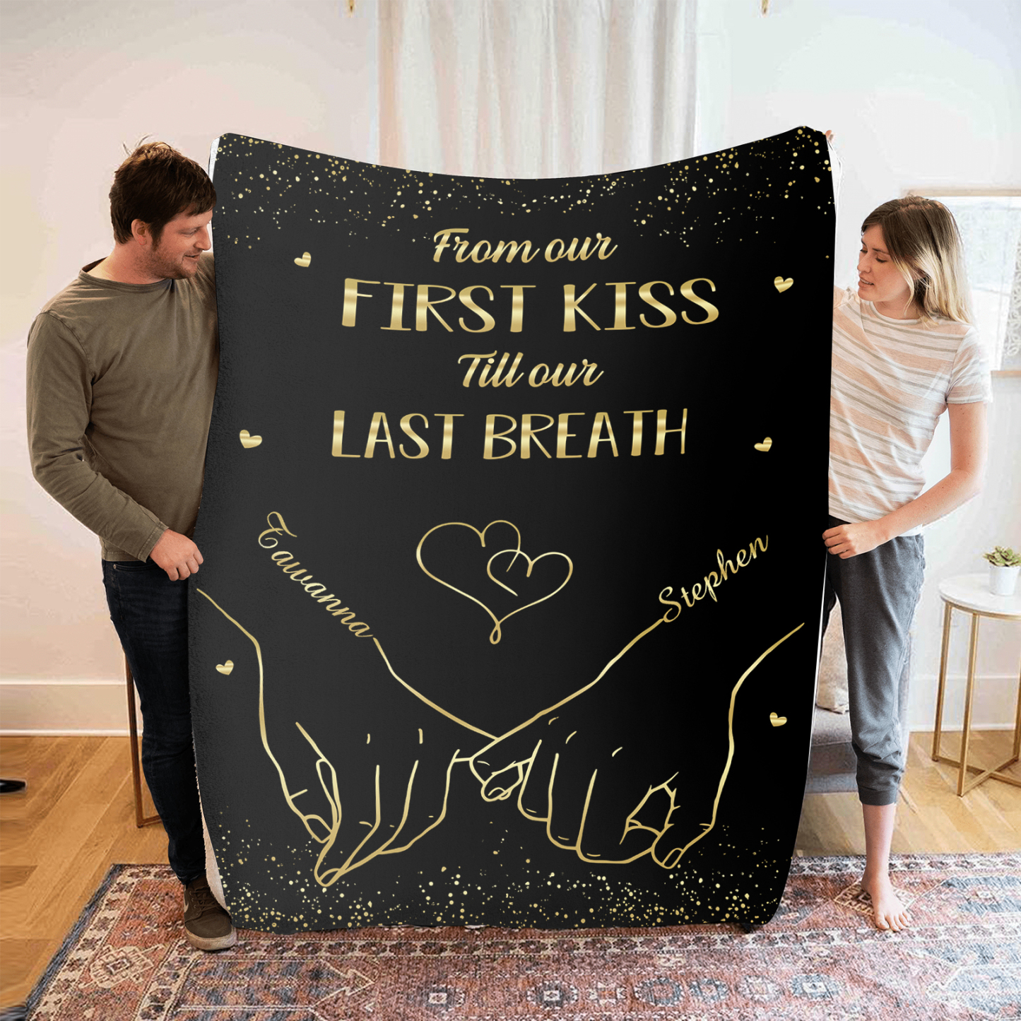 From Our First Kiss Till Our Last Breath Personalised Couple Pinky Promise Blanket A Heartfelt Gift with Custom 2 Names-Jessemade AU