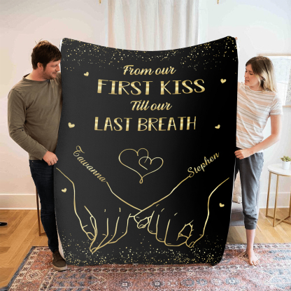 From Our First Kiss Till Our Last Breath Personalised Couple Pinky Promise Blanket A Heartfelt Gift with Custom 2 Names-Jessemade AU