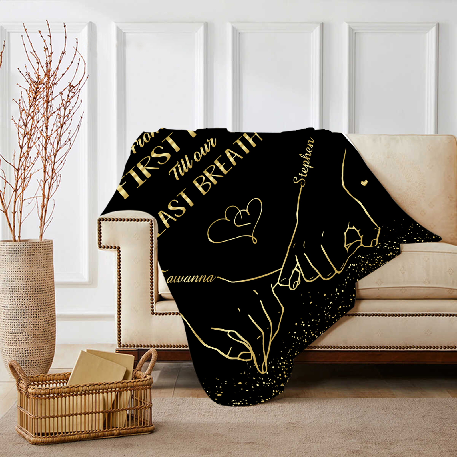 From Our First Kiss Till Our Last Breath Personalised Couple Pinky Promise Blanket A Heartfelt Gift with Custom 2 Names-Jessemade AU