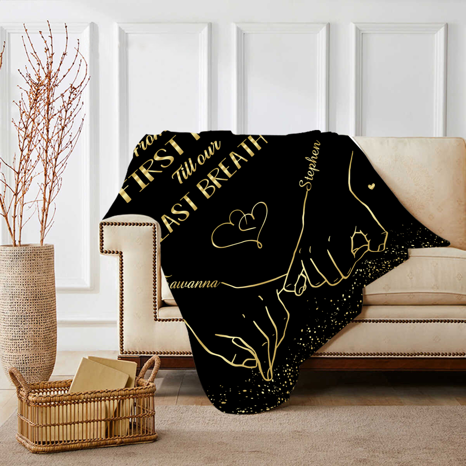 From Our First Kiss Till Our Last Breath Personalised Couple Pinky Promise Blanket A Heartfelt Gift with Custom 2 Names-Jessemade AU